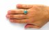 انگشتر فیروزه آمریکایی آبی خوش رنگ یکدست مردانه دست ساز-7