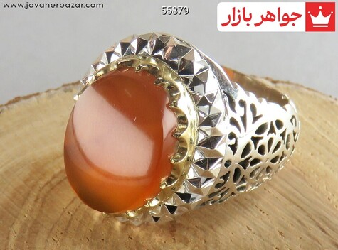 انگشتر عقیق یمن نارنجی مردانه