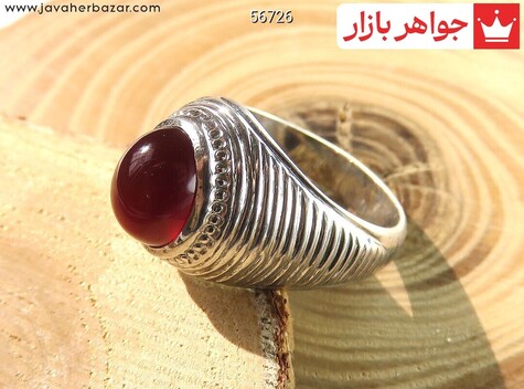 عکس انگشتر عقیق خراسان قهوه‌ای مردانه