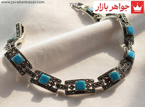 عکس دستبند فیروزه نیشابوری آبی زنانه