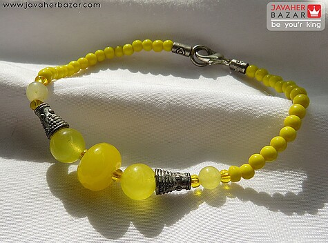 عکس دستبند جید زرد زنانه