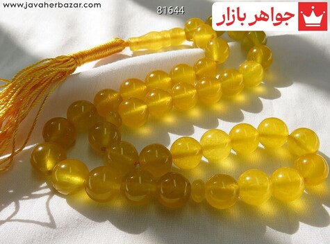 عکس تسبیح جید زرد 33 دانه