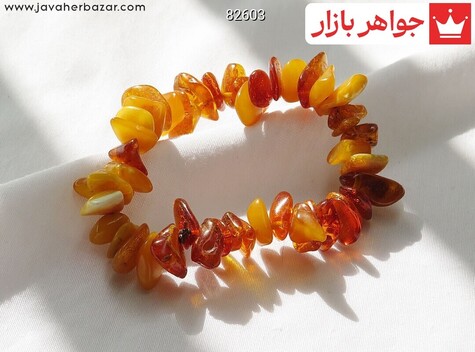 عکس دستبند کهربا نارنجی زنانه