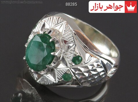 انگشتر زمرد زامبیا سبز مردانه