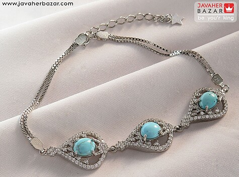 عکس دستبند فیروزه آبی زنانه