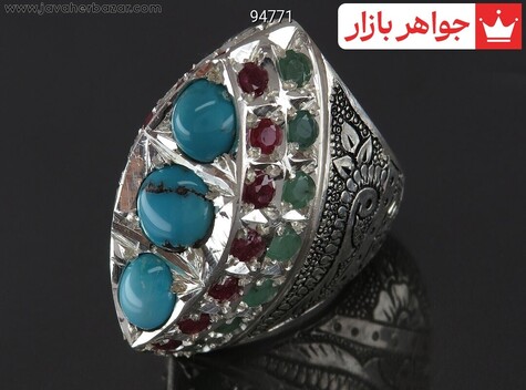 عکس انگشتر زمرد آفریقایی مردانه